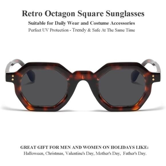 Men Women Sunglasses 100% UV400 Protection Tortoise/Grey - Picture 2 of 6